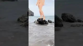 Nude woman watching over the sea | UNCENSORED