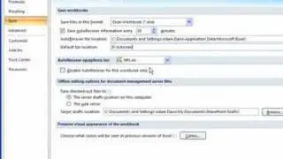 Change the default save location in Excel