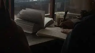 Dark Academia Distant Thunderstorms & Fireplace 🕯️