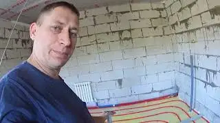 теплый пол в доме из газобетона ставлю маяки по старым технологиям
