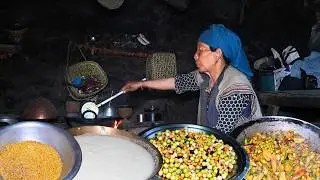 Real Village Life in Nepal | Grandma Cooking Organic Potato Fry & Maize Breakfast