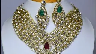 bridal necklace set - designer heavy arcylic stone bridal wedding necklace set from india