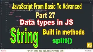 split() method | String data type in JavaScript | Part 27 | JavaScript | 