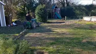 Using the homemade tractor for some autumn work.