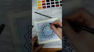 Простая мандала акварелью и маркером