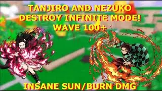 ROBLOX ASTD | TANJIRO AND NEZUKO DESTROY INFINITE MODE!! WAVE 100+!!
