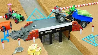 DIY Mini Truck Builds Brick & Metal Railing Bridge | Construction Science Project@DIYTractorKings