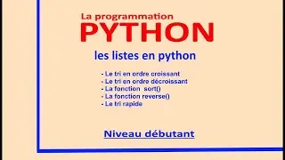 Pyhton débutant: comment trier une liste