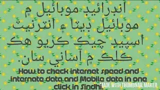 How to check internet speed and internate data and Mobile data in one click in Sindhi.