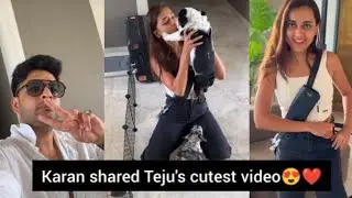 tejasswi prakash goin to karan kundra's house nd playing with his dogs l Tejran cutest moments l