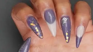 Purple Stiletto  Nail Design with Dip Powder