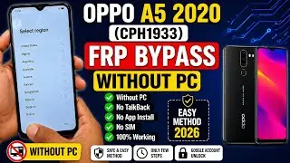 Oppo A5 2020 (CPH1933) FRP Bypass Without PC | Google Account Unlock 2026 | 100% Working Trick