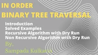 In Order Binary Tree Traversal with Recursive and Non Recursive Algorithms and Solved Examples