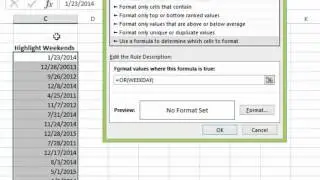 Excel  2013 Tutorial - How to Highlight Weekend Dates