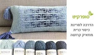הדרכה לסריגת כיסוי כרית בטכניקת מוזאיק קרושה