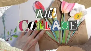 Коллаж. Весенняя композиция. Каллиграфия кистью. 7+
