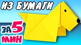 Как сделать собаку из бумаги. Оригами собачка. Бумажные поделки для детей своими руками без клея