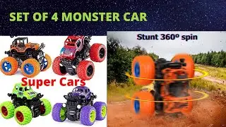 Big Rubber Tires Baby Boys Super Cars Toys. go to description for buy. SET OF 4 MONSTER CAR