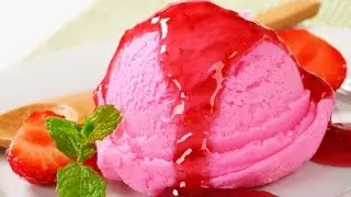 Homemade ice cream from strawberry and banana. Fruit ice.