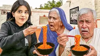 Old People Try 3x SPICY 🥵 Korean Noodles! *gone angry*😡