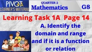 Domain and Range of a Function - Grade 8 Learning Task 1A page 14