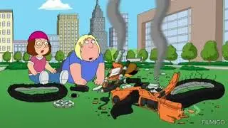 Chris and meg broke peter's bike, and peter forced Chris to smoke cigarette a carton of cigars