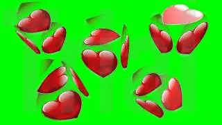 GREEN SCREEN HEARTS SPINNING & BEATING