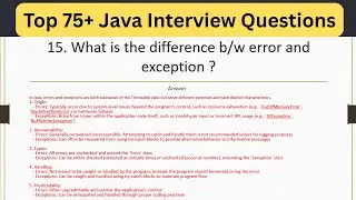Top 75 Java Interview Questions - What’s the Difference Between Error and Exception in Java? 