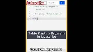 javascript : table Printing Program in javascript | 