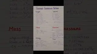 Unit conversion|Common conversion factors|Chemistry