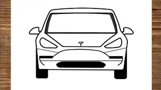 How To Draw Tesla model 3 (2019)-Easy car drawing step by step