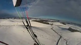 Paramotor winter snow flying