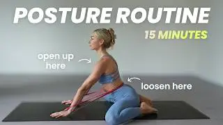 Best exercises to improve your posture | 15 Min. Banded Posture Stretch for full spine flexibility