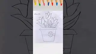 Flower Pot Drawing|| How to Draw Flower Pot Easy|| Flower Vase Drawing