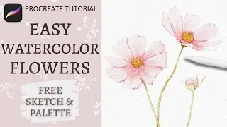 How to Paint Watercolor Cosmos Flowers in Procreate | Realistic Watercolor Floral Procreate Tutorial