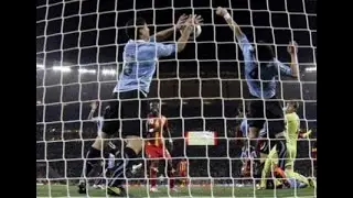 Defesa de Suarez no emblemático jogo Uruguai x Gana pela copa do Mundo de 2010
