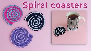 Crochet Two-Tone Spiral Coasters