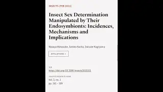 Insect Sex Determination Manipulated by Their Endosymbionts: Incidences, Mechanisms a... | RTCL.TV