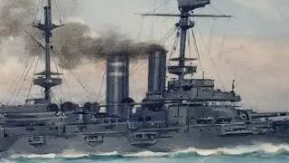 HMS London 1914 Escorting British Expedition Force WW1 By Frank Watson Wood