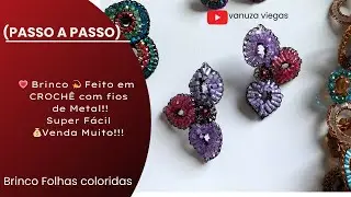 💗 Brinco 💫 Feito em CROCHÊ com fios de Metal!!Super Fácil💰Venda Muito!!!