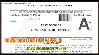 EPFO Previous Year Question Papers Download PDF