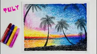Draw A Scenery With Oil Pastel Color Easy