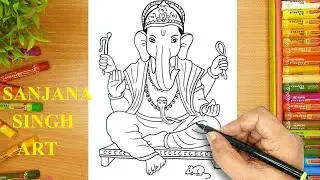 very easy draw ganesh ji #my first long video #trending #art #viralvideo #viral #sanjanasinghart
