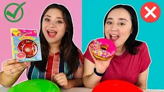 COMIDA DE GOMITA VS COMIDA REAL😋 DESAFÍO DE COMIDA PEGAJOSA  | gummy challenge