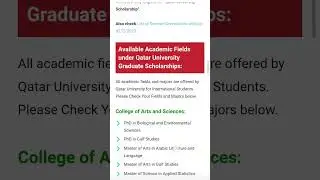 Qatar University Graduate Scholarships 