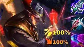 CRIT TWISTED FATE PLUS MAX ATTACK SPEED 25 kills and 65k damage - WILD RIFT