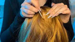 ASMR Scalp Check | Knitting Needle | Spatula & Massager | Glove vs Nails | Inaudible & No Talking 