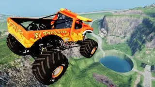 Monster Truck Jumps VS  Giant PIT Crashes BeamNG Drive