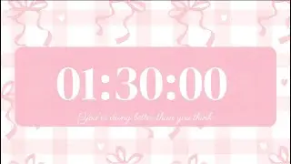 90 Minute Aesthetic Timer 🎀 Pink Bow Countdown | No Music | Cute Study Timer