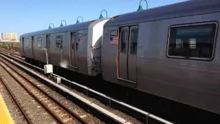 MTA NYC Subway : Mott Avenue - bound R46 (H) Train Departing Beach 44th Street